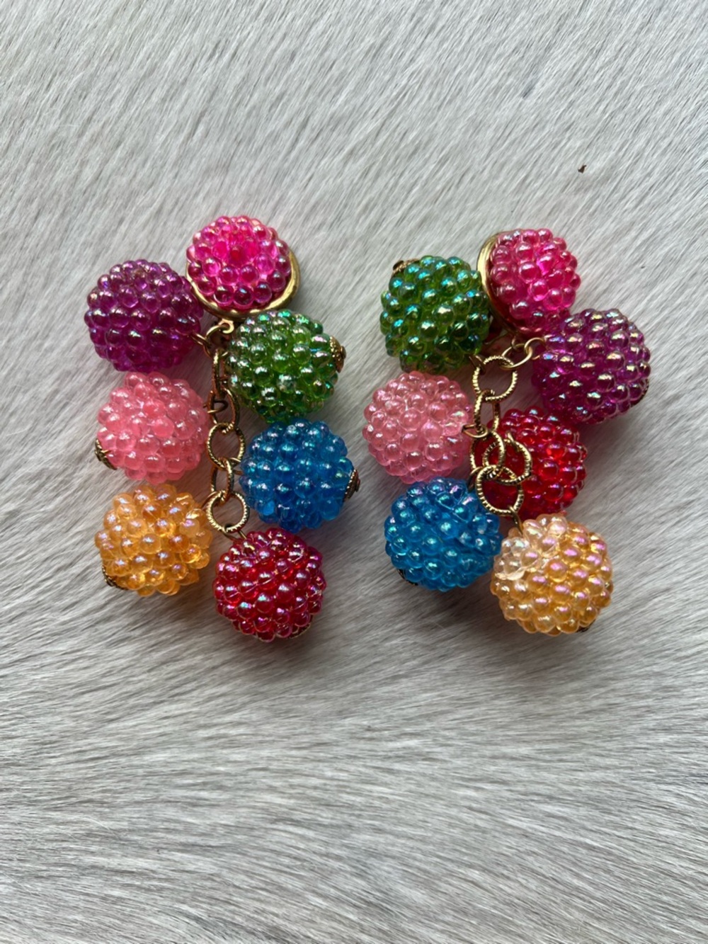 VINTAGE COLORFUL GUMDROP EARRINGS / CLIP ON
